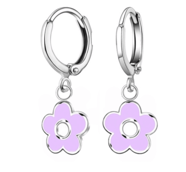 Детски сребърни обеци Лилаво цвете, английско закопчаване | HappyMarket.bg Детски сребърни обеци Лилаво цвете, английско закопчаване | Детски бижута