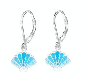 Детски сребърни обеци Морска мида, тип лостче  |  Детски бижута