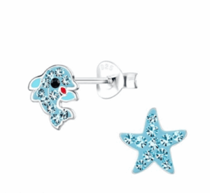 Детски сребърни обеци Морски обитатели, тип винт  |  Детски бижута