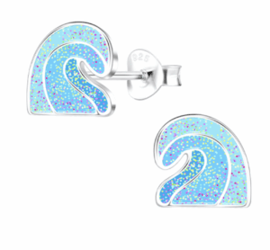 Детски сребърни обеци Морски вълни, тип винт  |  Детски бижута