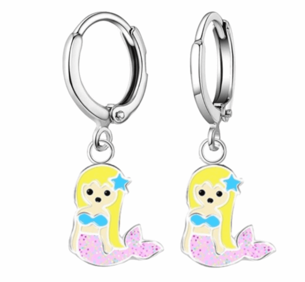 Детски сребърни обеци Розова русалка, английско закопчаване | HappyMarket.bg Детски сребърни обеци Розова русалка, английско закопчаване | Детски бижута