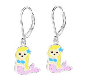 Детски сребърни обеци Розова русалка, тип лостче | HappyMarket.bg Детски сребърни обеци Розова русалка, тип лостче | Детски бижута