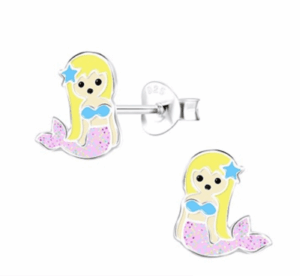 Детски сребърни обеци Розова русалка, тип винт | HappyMarket.bg Детски сребърни обеци Розова русалка, тип винт | Детски бижута