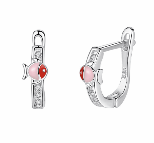 Детски сребърни обеци Розови рибки, английско закопчаване | HappyMarket.bg Детски сребърни обеци Розови рибки, английско закопчаване | Детски бижута