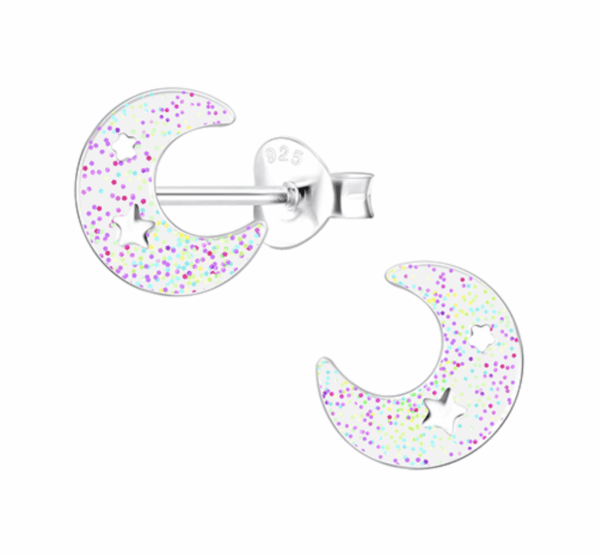 Детски сребърни обеци Щастлива луна, тип винт | HappyMarket.bg Детски сребърни обеци Щастлива луна, тип винт | Детски бижута