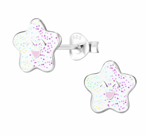 Детски сребърни обеци Звездички, тип винт
