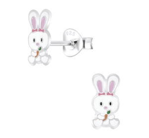 Детски сребърни обеци Зайчета, тип винт | HappyMarket.bg Детски сребърни обеци Зайчета, тип винт | Детски бижута