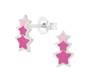 Детски сребърни обеци Звездички, тип винт  |  Детски бижута