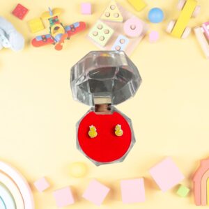 Детски сребърни обеци Жълто пате, тип винт – весело излъчване за всеки тоалет