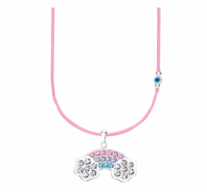 Детско сребърно колие с розов конец и синьо мънисто с висулка Блестяща дъга 1 Детско сребърно колие с розов конец и синьо мънисто с висулка Блестяща дъга