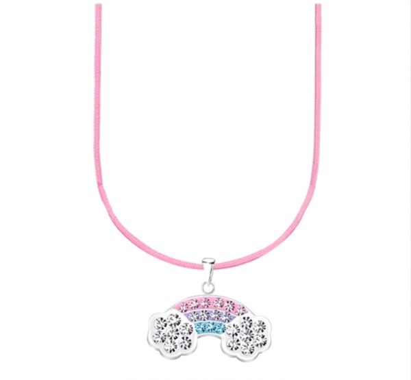 Детско сребърно колие с розов конец Блестяща дъга | HappyMarket.bg Детско сребърно колие с розов конец Блестяща дъга | Детски бижута