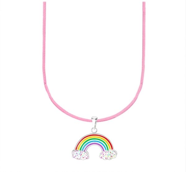 Детско сребърно колие с розов конец Дъга | HappyMarket.bg Детско сребърно колие с розов конец Дъга | Детски бижута