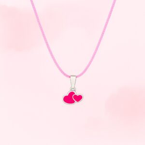 Детско сребърно колие с розов конец Сърца | HappyMarket.bg Детско сребърно колие с розов конец Сърца | Детски бижута