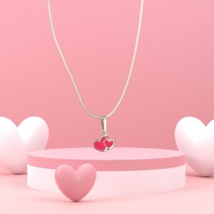 Детско сребърно колие с висулка Сърца  |  Детски бижута