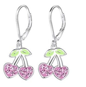 Детски сребърни обеци с цирконии Черешки тип лостче  |  Деца