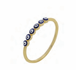 Позлатен сребърен пръстен „Шест сини очички“,тъмносиньо  |  Бижута
