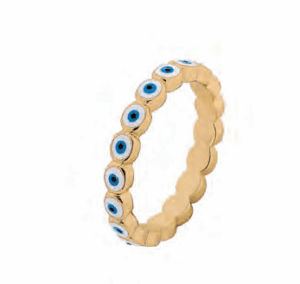 Позлатен сребърен пръстен с бял емайл „Сини очички“,светлосиньо | HappyMarket.bg Позлатен сребърен пръстен с бял емайл „Сини очички“,светлосиньо | Бижута