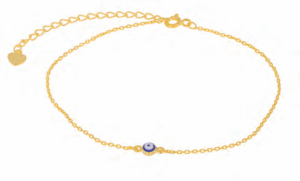 Позлатена сребърна гривна за крак с кръгла висулка „Синьо око“,тъмносиньо | HappyMarket.bg Позлатена сребърна гривна за крак с кръгла висулка „Синьо око“,тъмносиньо | Бижута