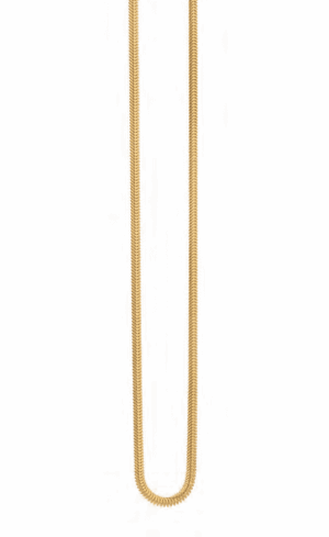 Позлатена сребърна верижка с плетка лисича опашка, 50см  |  Бижута