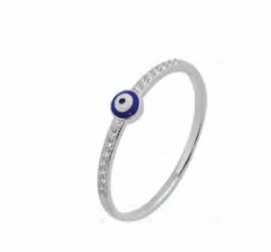 Сребърен пръстен с цирконии "Кръгло синьо око", тъмносиньо - Image 1