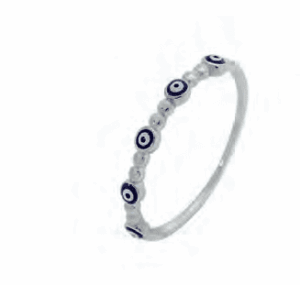 Сребърен релефен пръстен „Сини очички“  |  Бижута