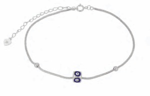 Сребърна гривна за крак с 3д висулка куб „Синьо око“ тъмносиньо | HappyMarket.bg Сребърна гривна за крак с 3д висулка куб „Синьо око“ тъмносиньо | Бижута