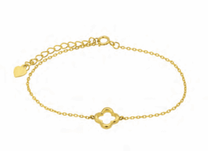 Изчистена сребърна гривна с позлата“Контур на цвете“  |  Бижута