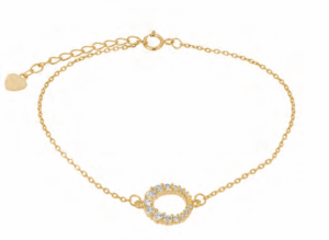 Изящна позлатена сребърна гривна с бляскав кръг от циркони - Image 1