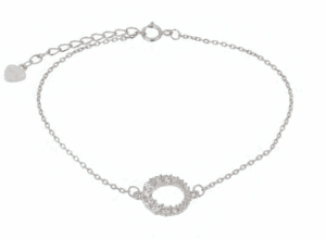 Изящна сребърна гривна с бляскав кръг от циркони - Image 1