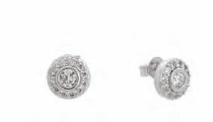 Кръгли сребърни обеци на винт с цирконий  |  Бижута