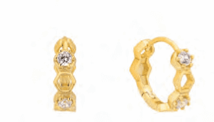 Малки позлатени сребърни халки с камъчета кубичен цирконии - Image 1