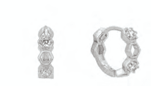 Малки сребърни халки с камъчета кубичен цирконии - Image 1