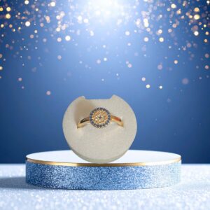 позлатен сребърен пръстен Синьо око – символ на защита и късмет.