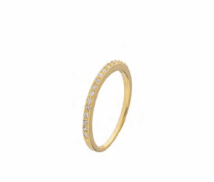 Позлатен сребърен пръстен халка с цирконии  |  Бижута