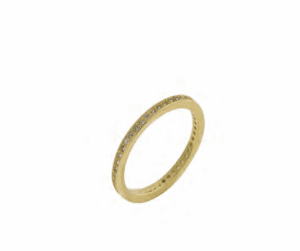 Позлатен сребърен пръстен халка с цирконии  |  Бижута