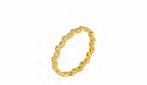 Позлатен сребърен пръстен халка с цирконии  |  Бижута