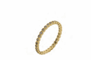 Позлатен сребърен пръстен халка с цирконии  |  Бижута