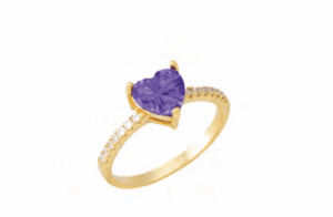 Позлатен сребърен пръстен „Сърце“ с лилав цирконий | HappyMarket.bg Позлатен сребърен пръстен „Сърце“ с лилав цирконий | Бижута