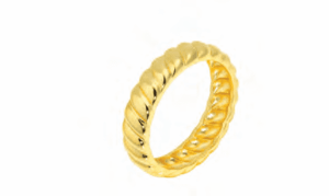 Позлатен сребърен пръстен тип халка с релефен дизайн - Image 1