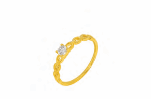 Позлатен сребърен пръстен „Верига“ с цирконий  |  Бижута