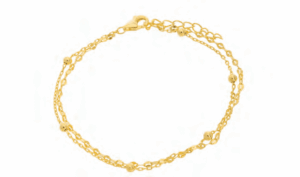 Позлатена сребърна двойна гривна за крак „Топчета и верижка“ | HappyMarket.bg Позлатена сребърна двойна гривна за крак „Топчета и верижка“ | Бижута