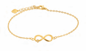 Позлатена сребърна гривна „Безкрайност“ и цирконий  |  Бижута