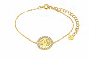 Позлатена сребърна гривна „Дървото на живота“ с циркони | HappyMarket.bg Позлатена сребърна гривна „Дървото на живота“ с циркони | Бижута