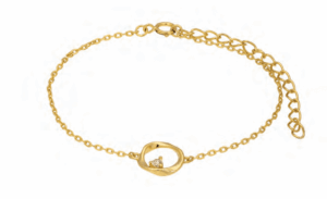 Позлатена сребърна гривна „Кръг“ с цирконий  |  Бижута