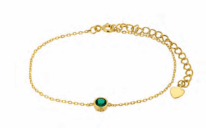 Позлатена сребърна гривна със зелен цирконий  |  Бижута
