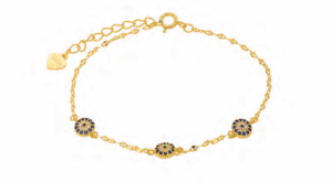 Позлатена сребърна гривна "Лъскави сини очи" със сини и бели цирконии 1 Позлатена сребърна гривна "Лъскави сини очи" със сини и бели цирконии - Image 1