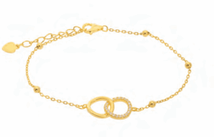 Позлатена сребърна гривна "Неразделни" с цирконий - Image 1