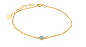 Позлатена сребърна гривна “Окото на Назар”,светлосиньо - Image 1