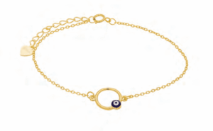Позлатена сребърна гривна с кръг и синьо око  |  Бижута