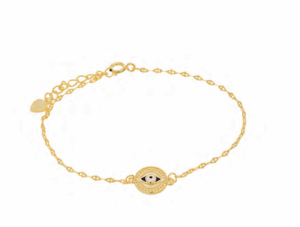 Позлатена сребърна гривна с кръгла висулка "Окото на Назар" - Image 1